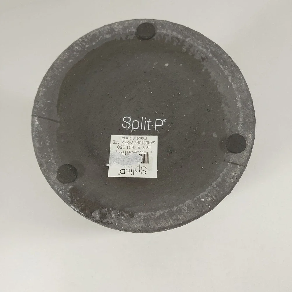 Black And Grey Ceramic Textured  Glaze Rim Decorative Vase 8